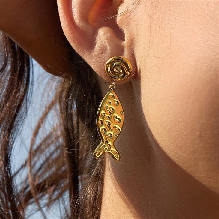 Hammered Fish Drop Earrings suppliers
