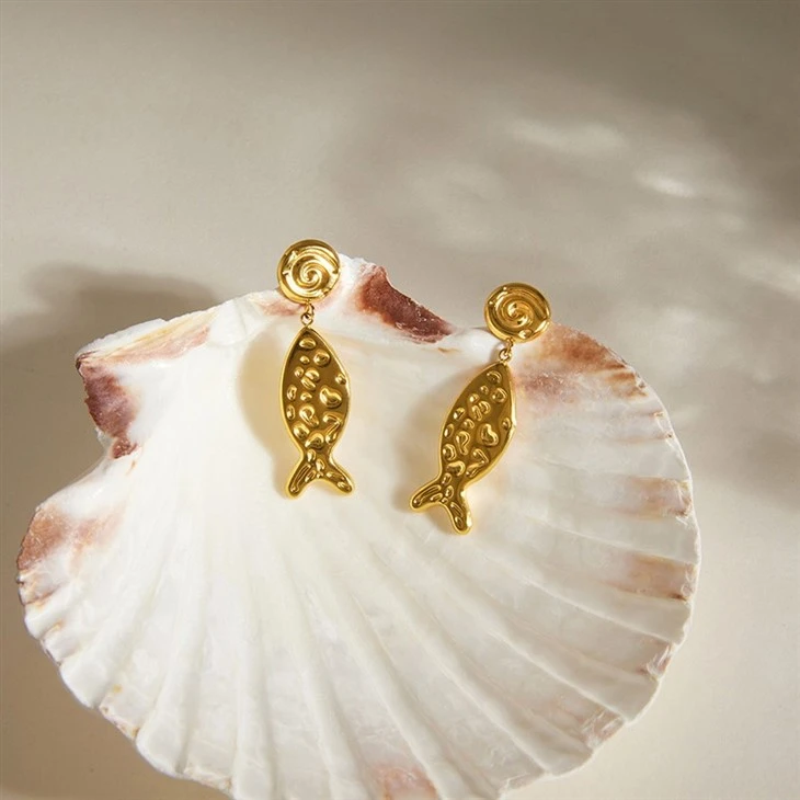Hammered Fish Drop Earrings price