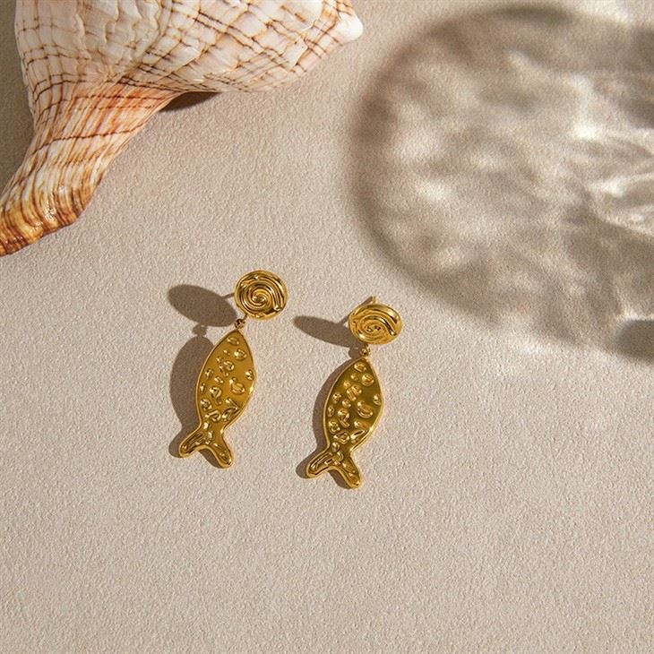 Hammered Fish Drop Earrings price