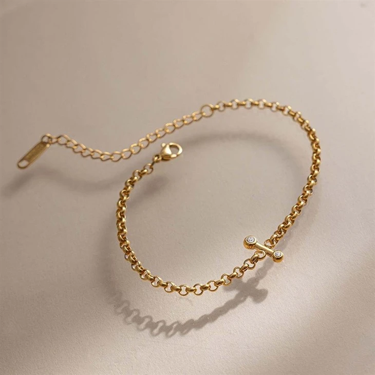 Two CZ Bar Bracelet high quality