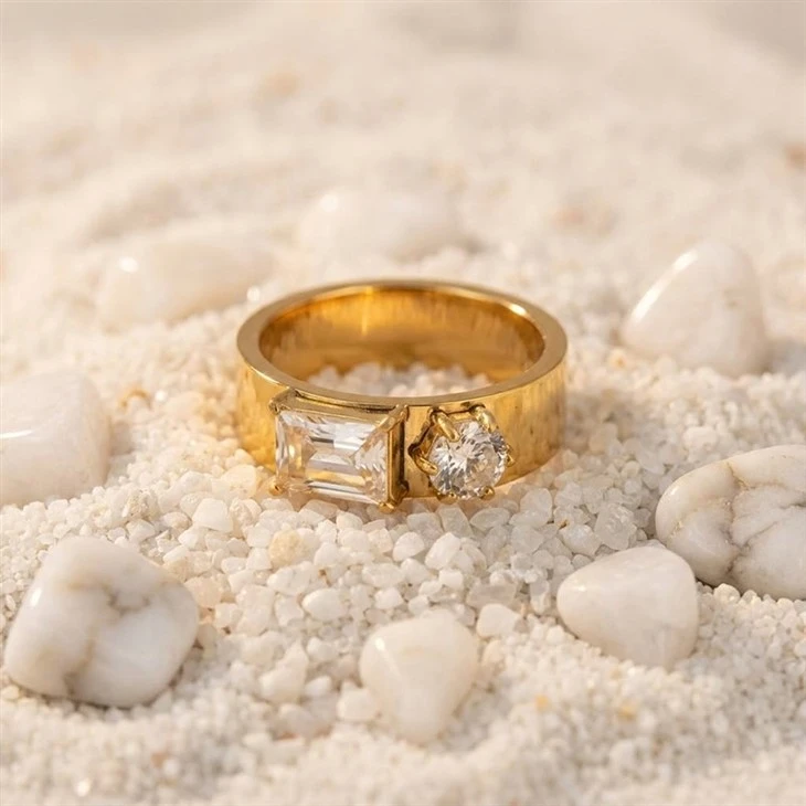 Wide Band Two Stone CZ Ring suppliers