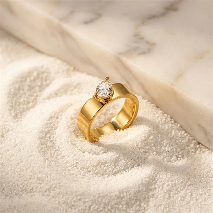 Wide Band Two Stone CZ Ring price